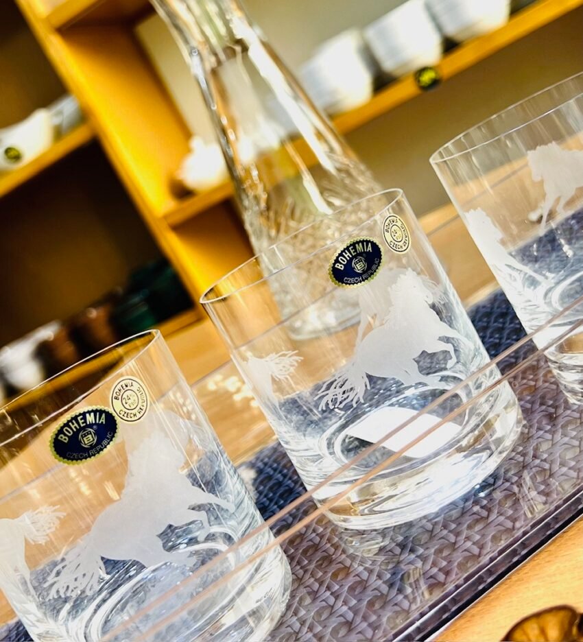 6 Verres à eau Bohémia Cheval