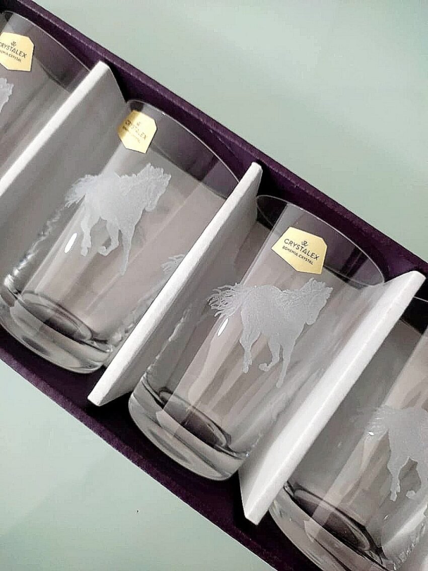 6 Verres à thé Bohemia Cheval