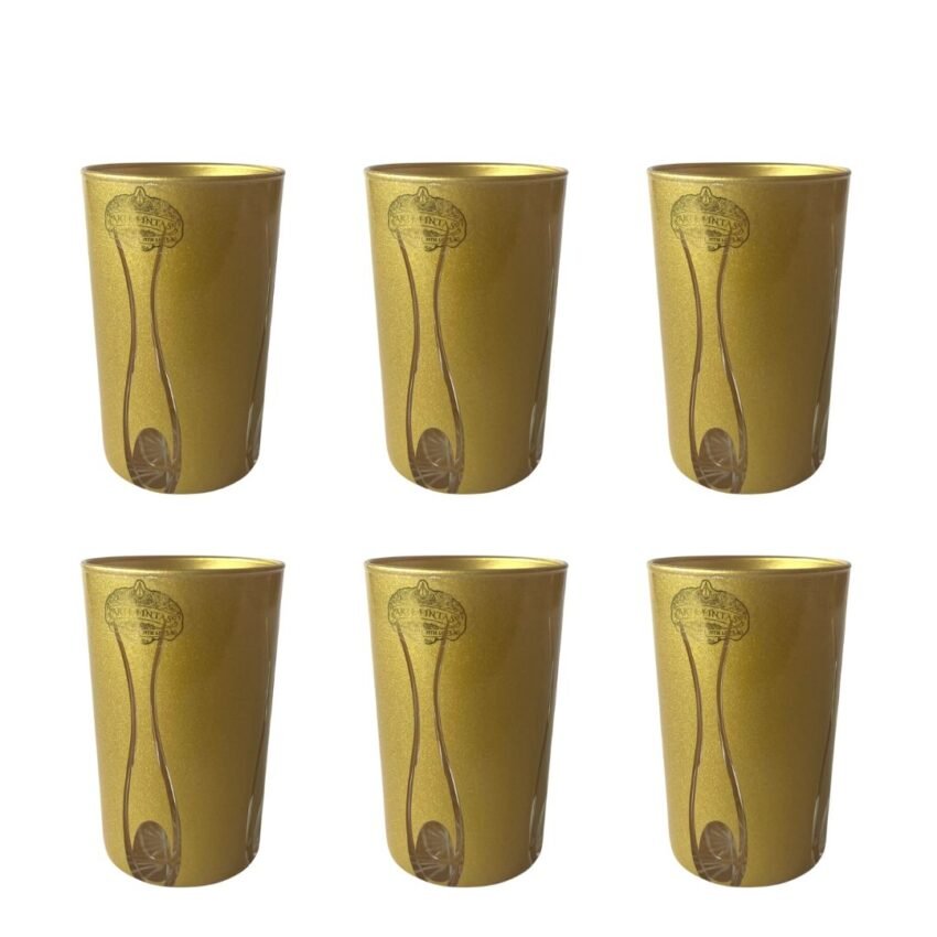 6 verres à Thé Gravés Or