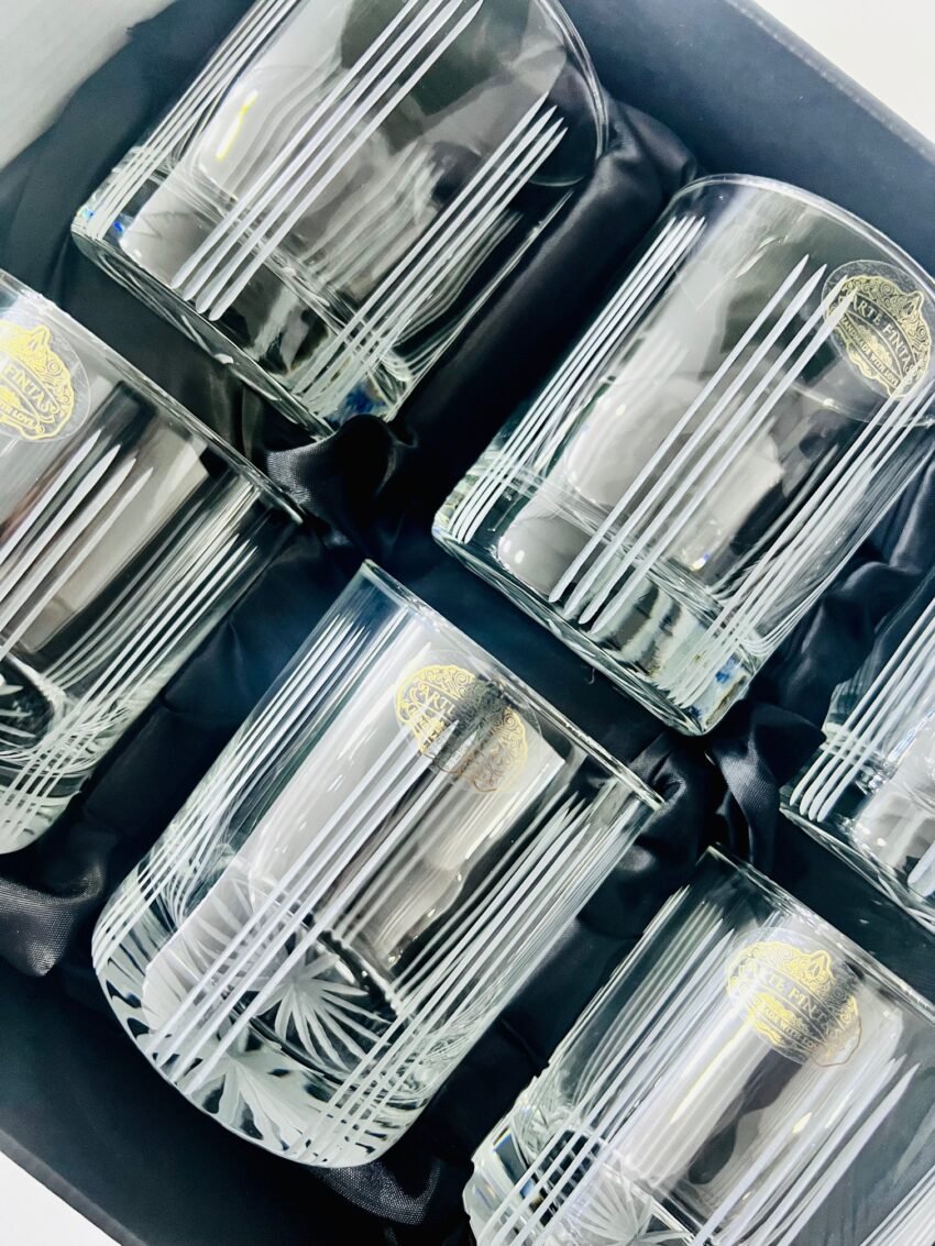6 Verres à Eau Gravés