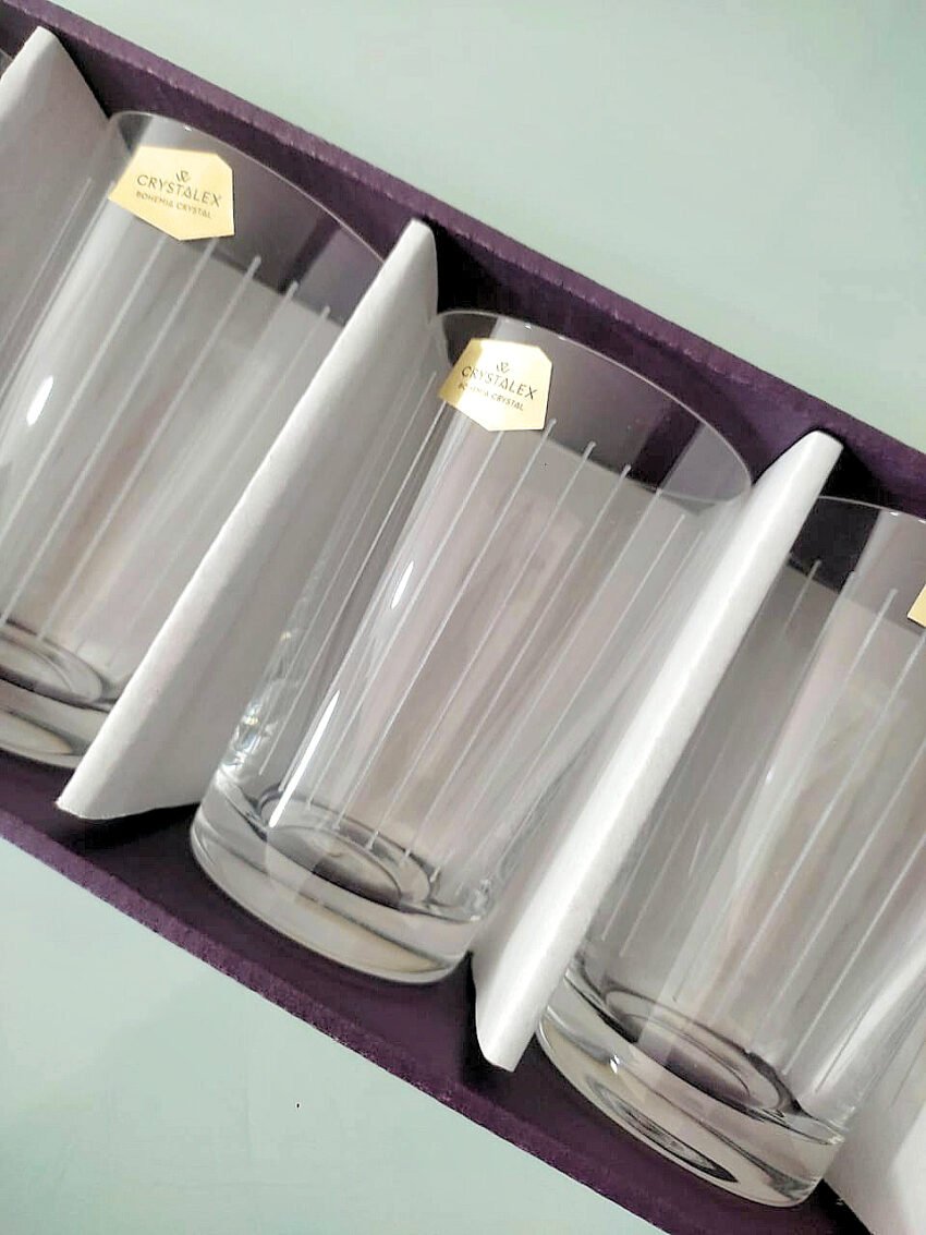 6 Verres à thé Bohemia Rayé
