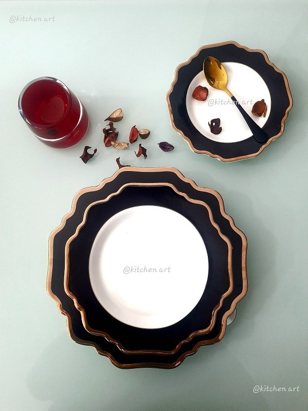 Service de Table 18 pcs Courbé Noir